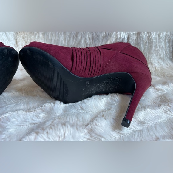 Charming Charlie Burgundy Open-Toe Booties - Picture 11 of 14
